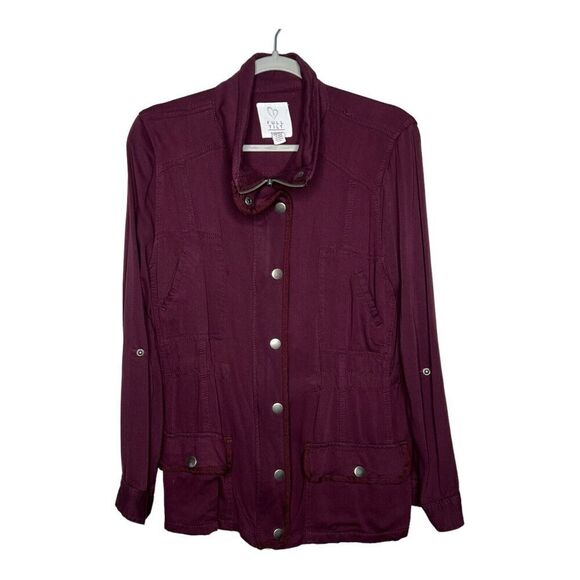 Full Tilt Womens Jacket Size XL Maroon Casual Cotton Viscose Full Zip Pockets - Picture 1 of 14